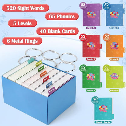 The Complete 520 Sight Words & Phonics Flash Cards